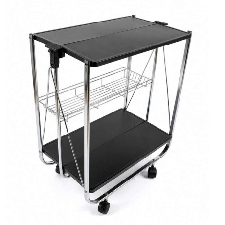 Carrito Plegable 3Niveles 40X63X70Cm Negro Y Metal