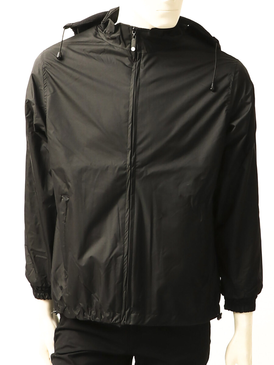 Campera impermeable forro polar - Negro 