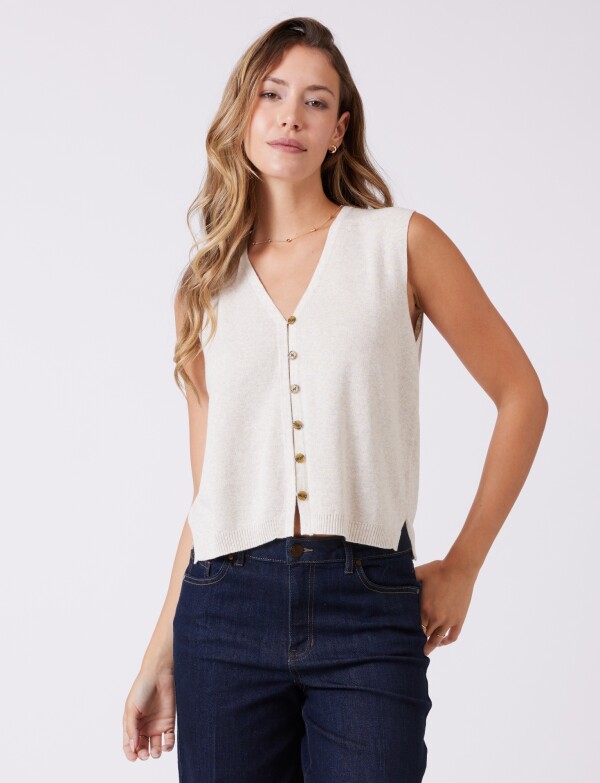 Chaleco Botones BEIGE