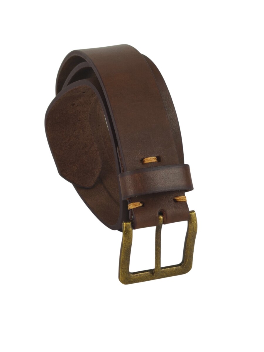 Cinto cuero c/detalle de costura - Chocolate 