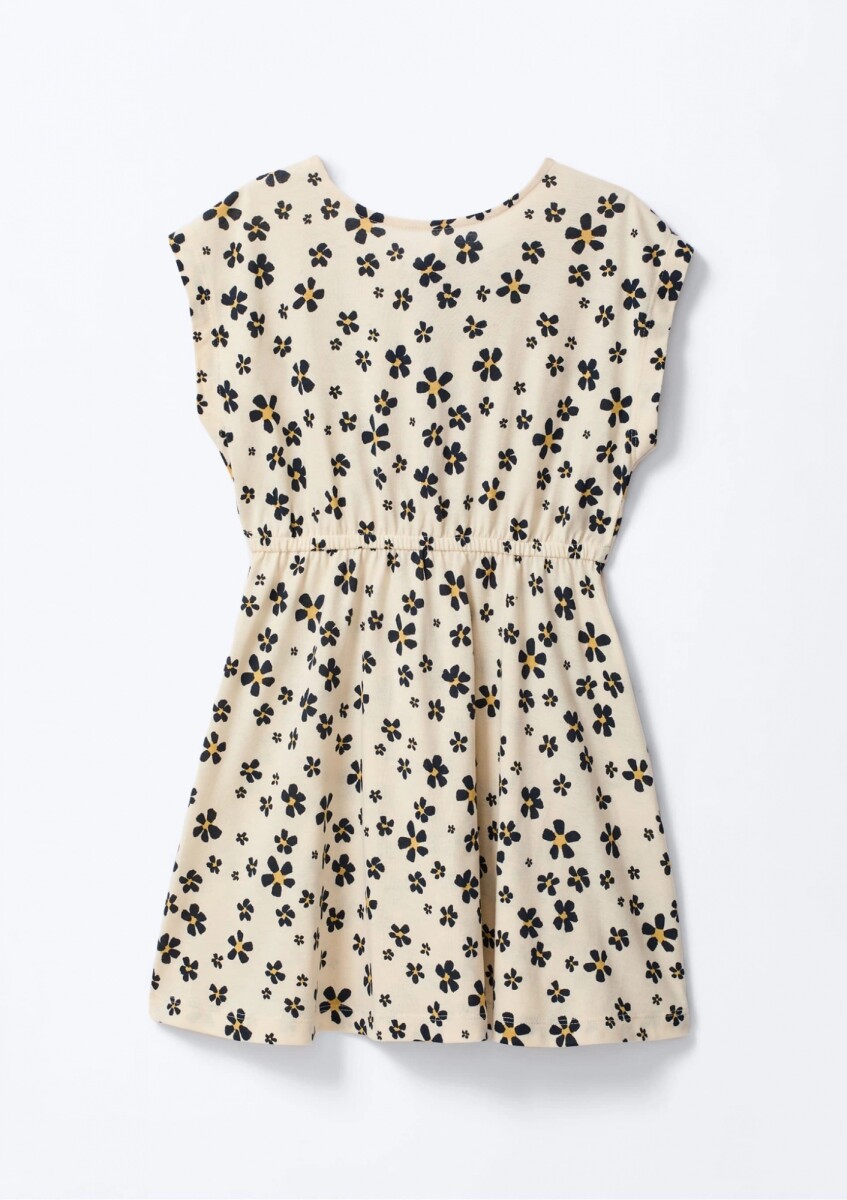 VESTIDO CORTO INFANTIL ESTAMPADO - BEIGE 