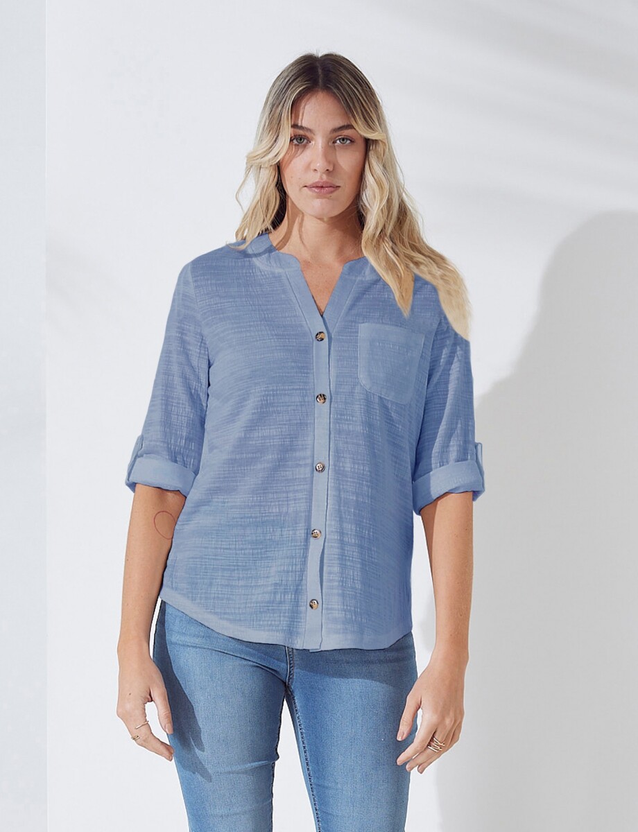 Blusa Botones - Azul 