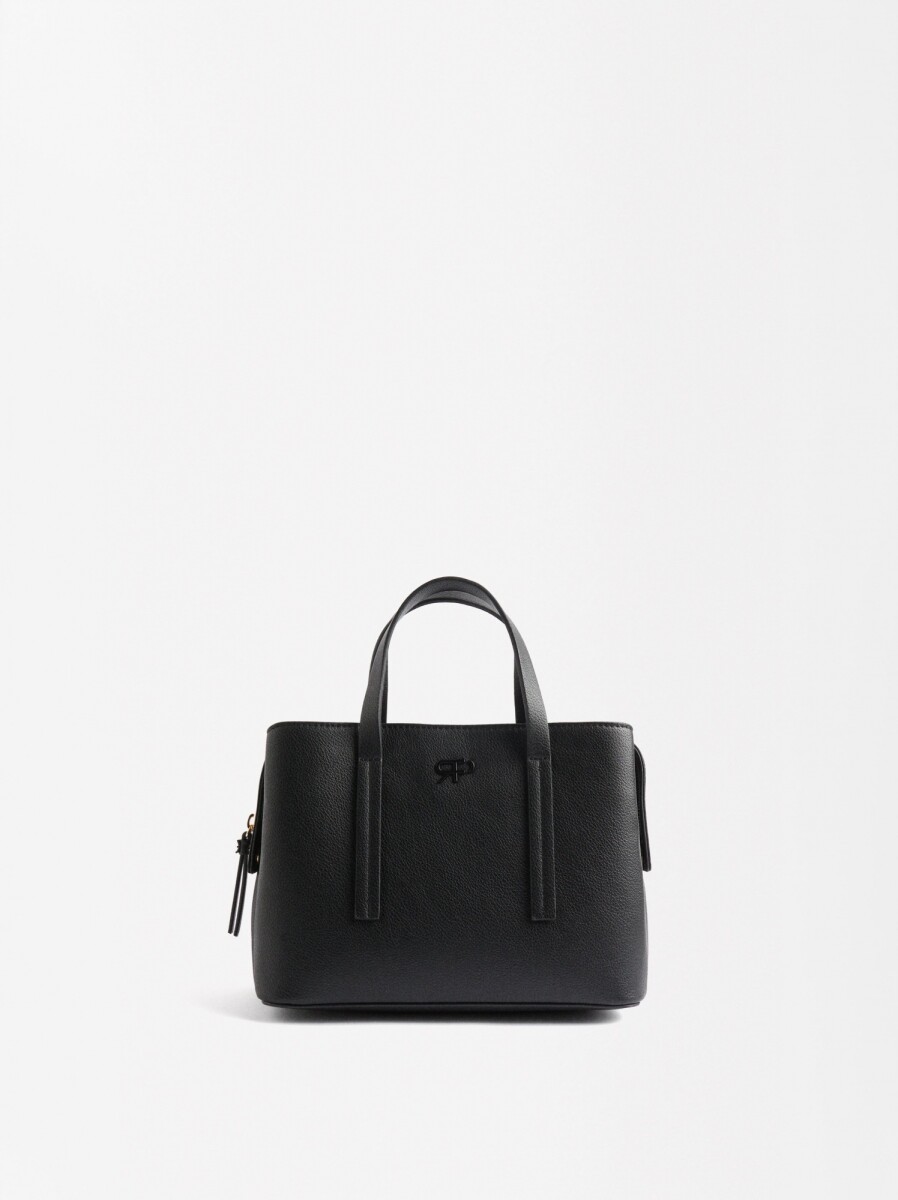 Bolso Tote Con Bandolera - negro 