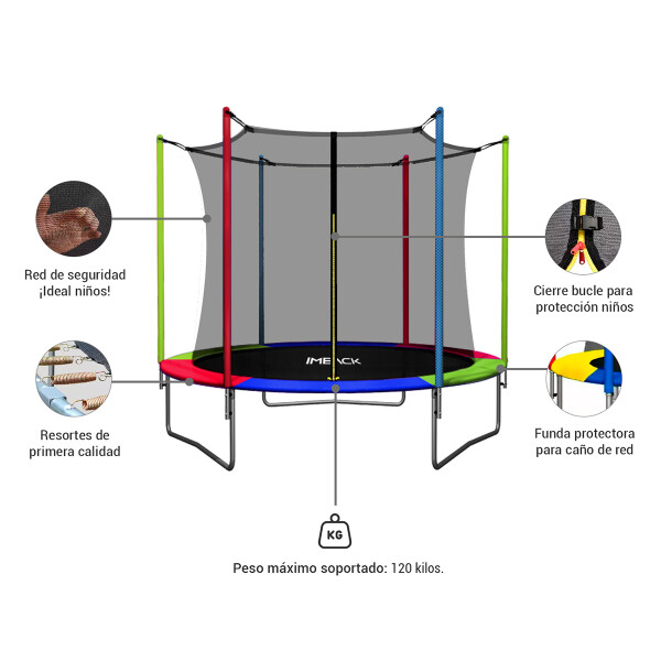 Cama Elástica de 2,44 M Trampolín Saltarín Multicolor (Azul, Rojo y Verde) Cama Elástica de 2,44 M Trampolín Saltarín Multicolor (Azul, Rojo y Verde)