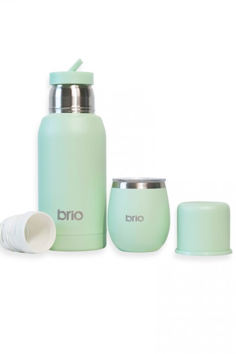 Set De Termo 750 Ml Y Mate Con Tapa brio Acero Inox Menta