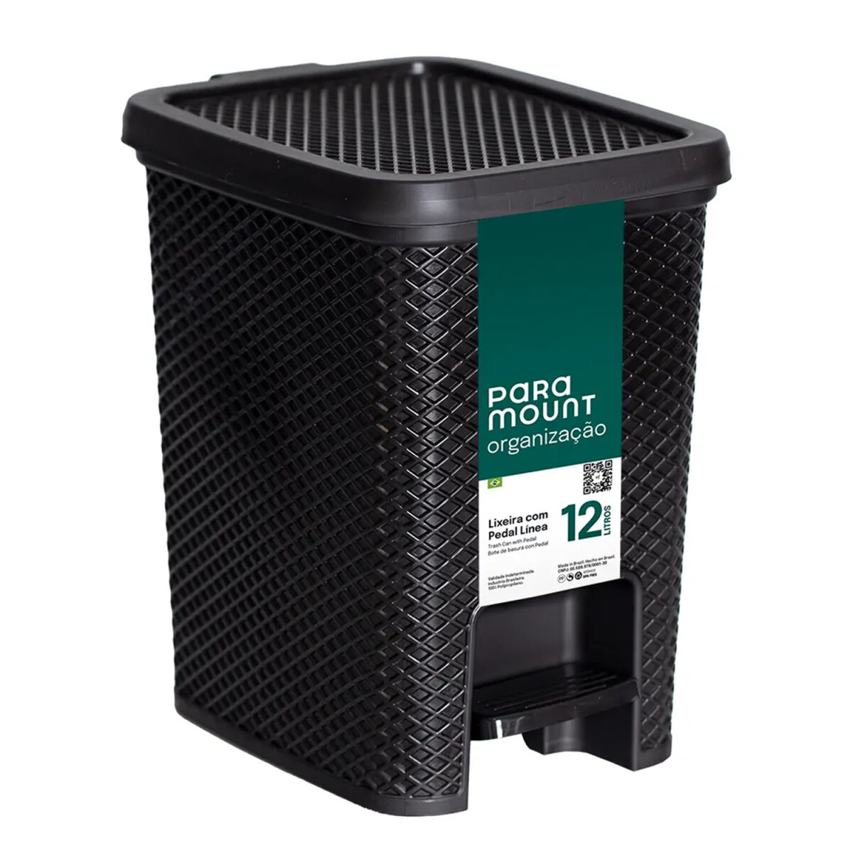 Tarro Papelera Basura Residuos c/ Pedal 12Lt Línea Paramount - Negro 