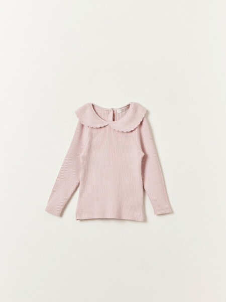 Remera rib cuello Rosa