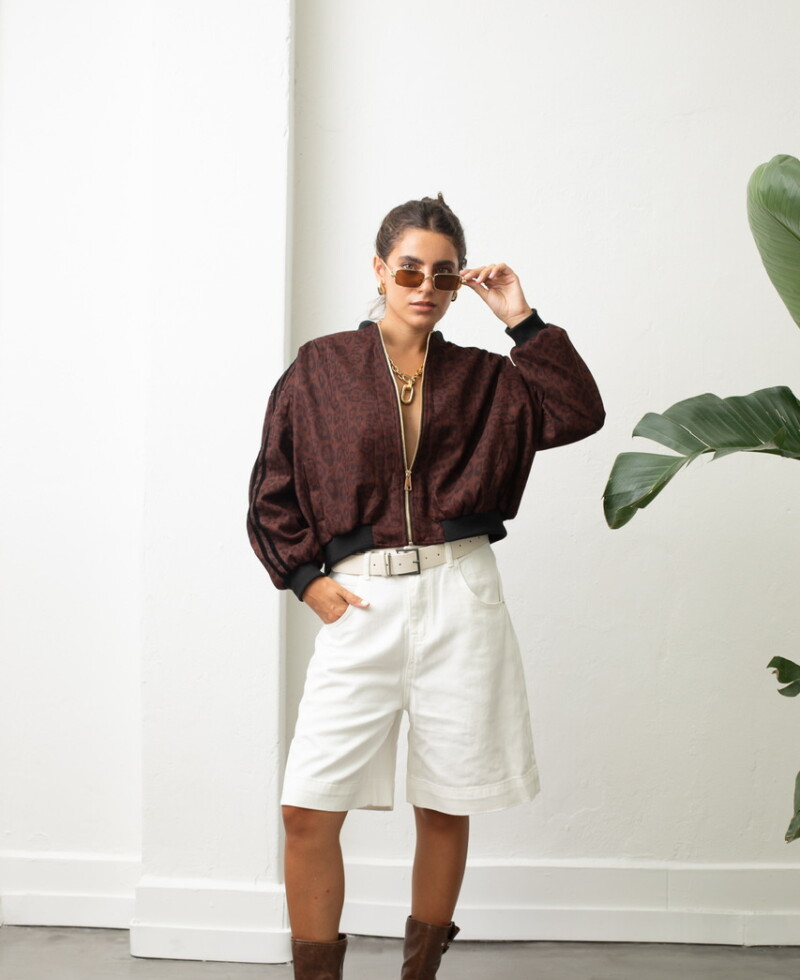 Campera Print gamuza bordó