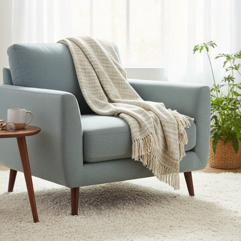 Manta para sillón y cama algodón Rústica beige 230cm