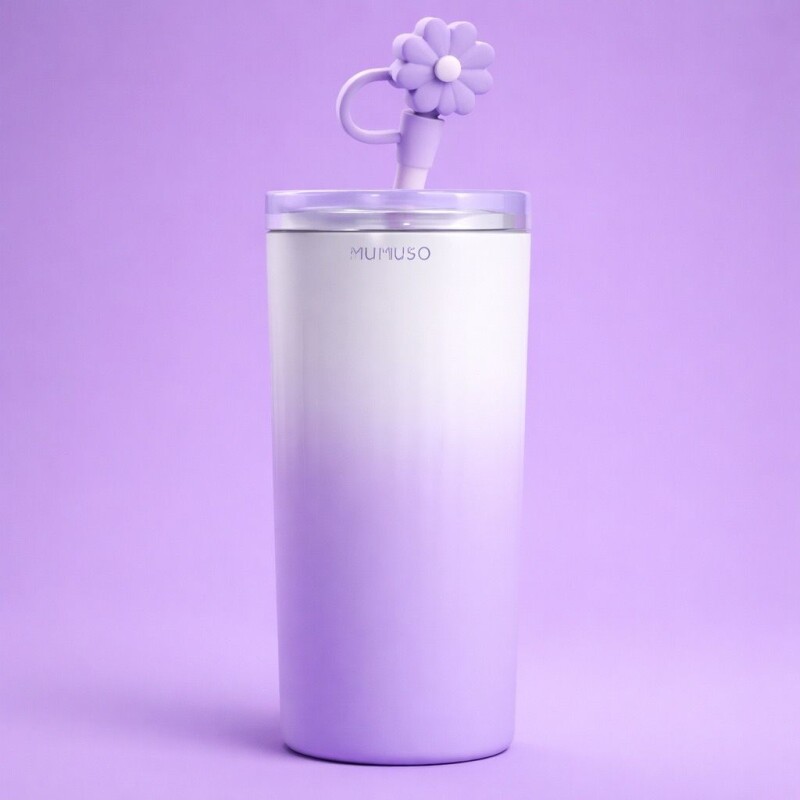 VASO TÉRMICO FLORAL ACANALADO CON SORBETE (500 ML / VIOLETA) VASO TÉRMICO FLORAL ACANALADO CON SORBETE (500 ML / VIOLETA)
