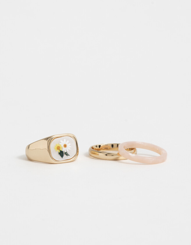 Sets Anillos Color Sets De Anillos Con Color - Dorado