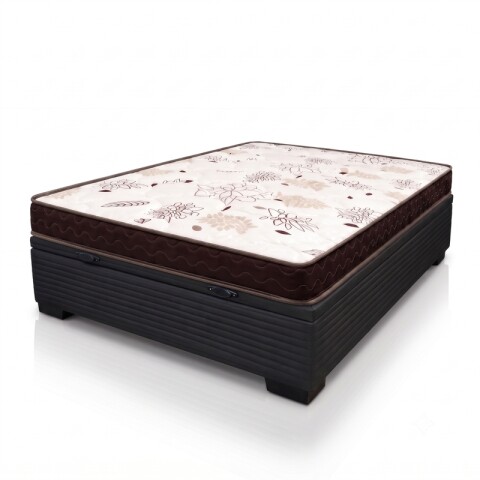Sommier Baúl 2 Plazas Negro con Colchón Dorado 138 x 188 Firmeza Media Sommier Baúl 2 Plazas Negro con Colchón Dorado 138 x 188 Firmeza Media