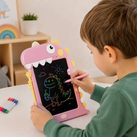 Tablet de 23cm con pantalla LCD para dibujar Dinosaurio Rosado