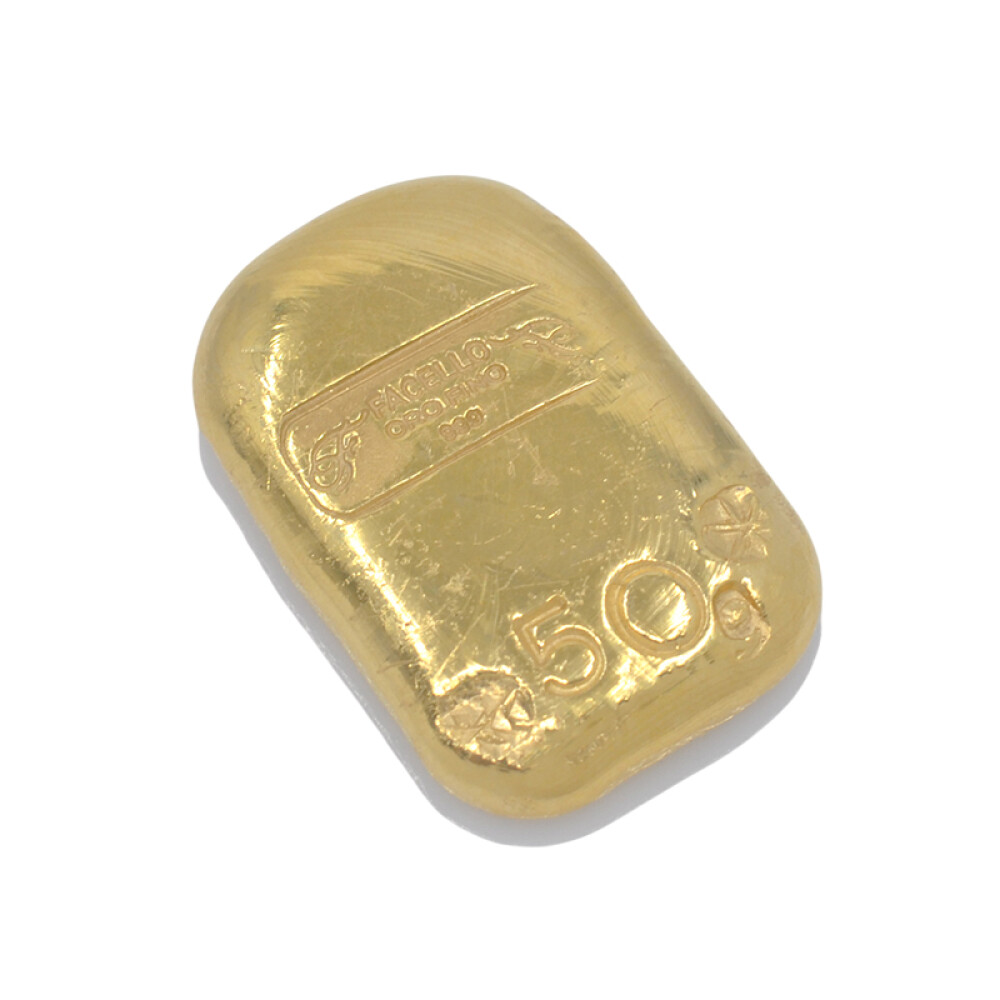 Lingote 50 gr de oro fino 999. Sellado Joyería Facello Lingote 50 gr de oro fino 999. Sellado Joyería Facello