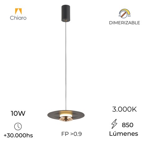 Luminaria RETRACTIL led negra y dorada 10W dimerizable, 24cm Luminaria RETRACTIL led negra y dorada 10W dimerizable, 24cm