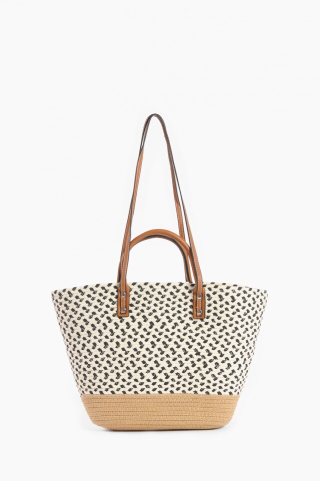 Bolso tejido combinado crudo