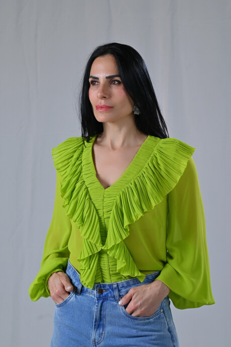Camisa plisada Chenoa Verde Lima