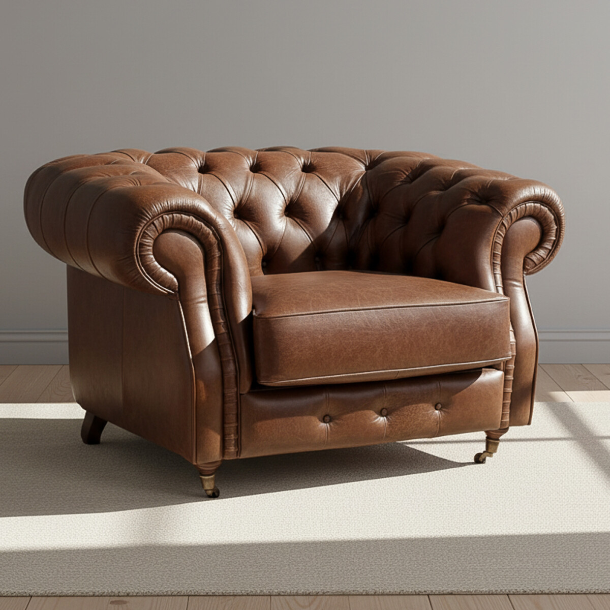 BUTACA - 1 CUERPO CUERO-100-NATURAL MARRON NEW CHESTERFIELD CHOC. 