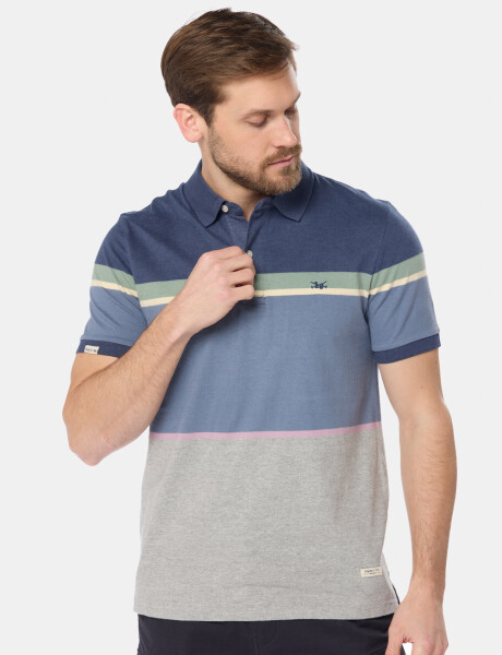 REMERA POLO RAYADA Azul