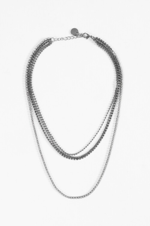 Collar party triple strass peltre