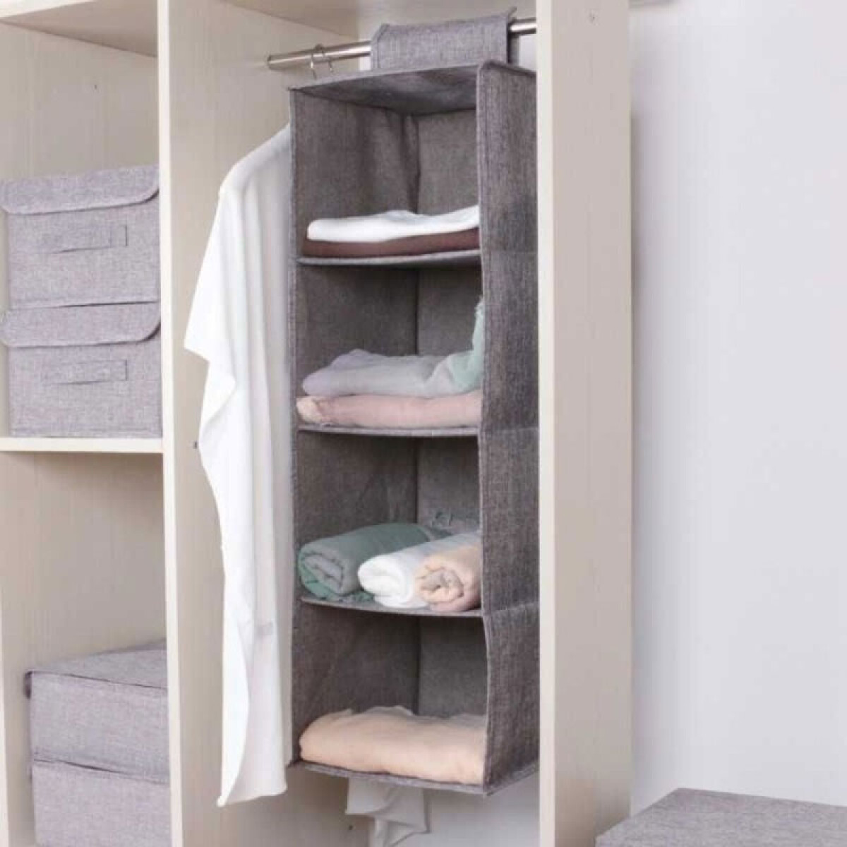 OUTLET Organizador ropero perchero 4 estantes 30*30*80 cm - Outlet Organizador Ropero Perchero 4 Estantes 30*30*80 Cm 
