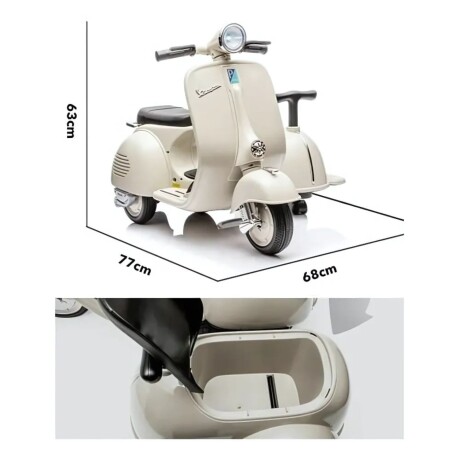 Moto a batería Vespa para niños con sidecar Moto a batería Vespa para niños con sidecar