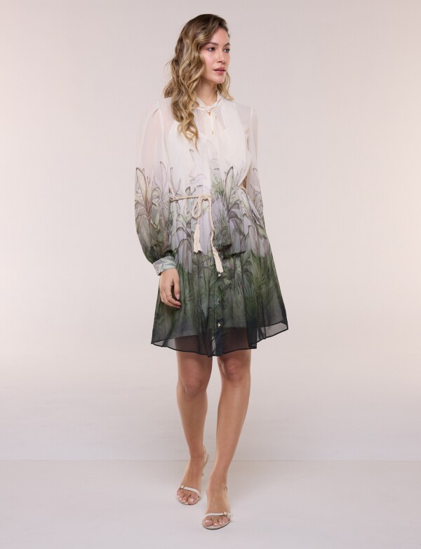 Vestido Gasa Print Lazo CRUDO/MULTI