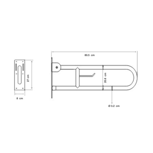 BARRA REBAT 80.5CM C/PORTA ROLLO AC METAL SATINADA INOX 000