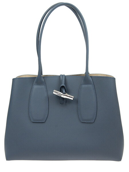 Longchamp -Cartera clásica de cuero, Roseau Essential Azul