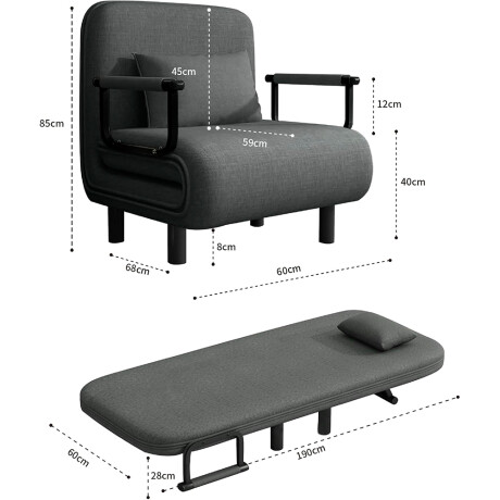 Sofá Cama 1 Cuerpo Reclinable Plegable con Almohadón 121-1 001