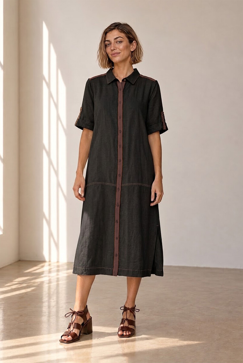 VESTIDO CHEMISE - NEGRO 