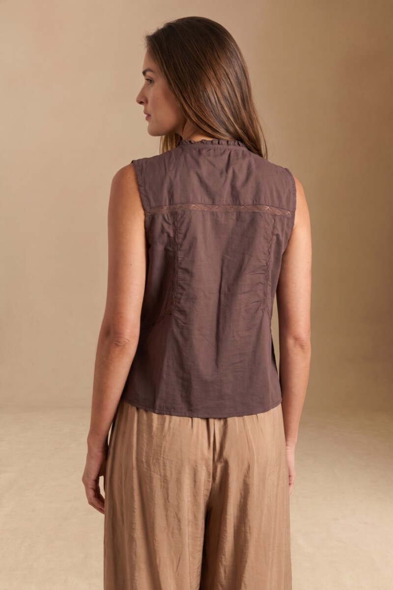 Blusa Bordada Marron