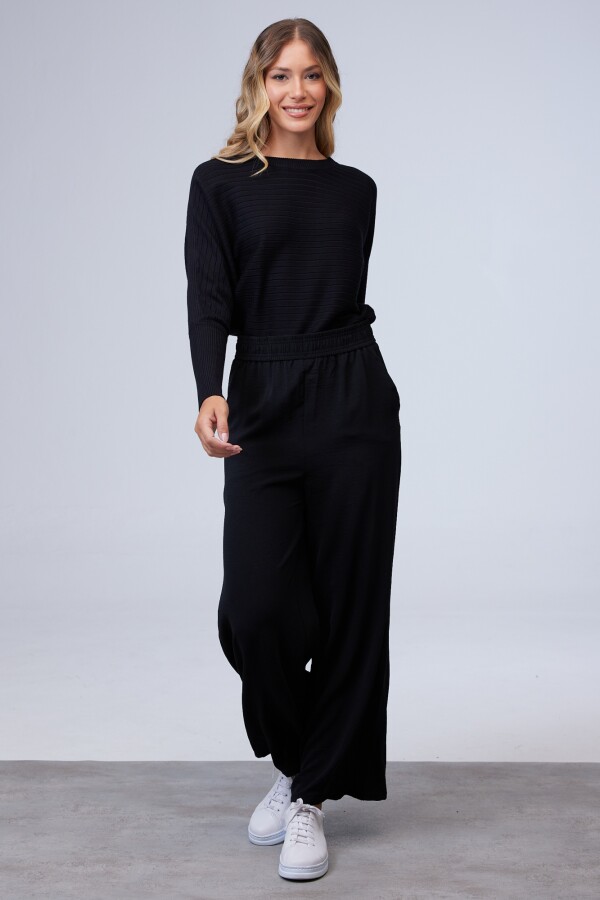 Pantalon Crepe Wide Leg NEGRO