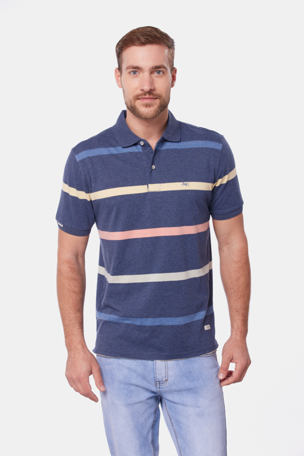 REMERA POLO JERSEY RAYADA Azul