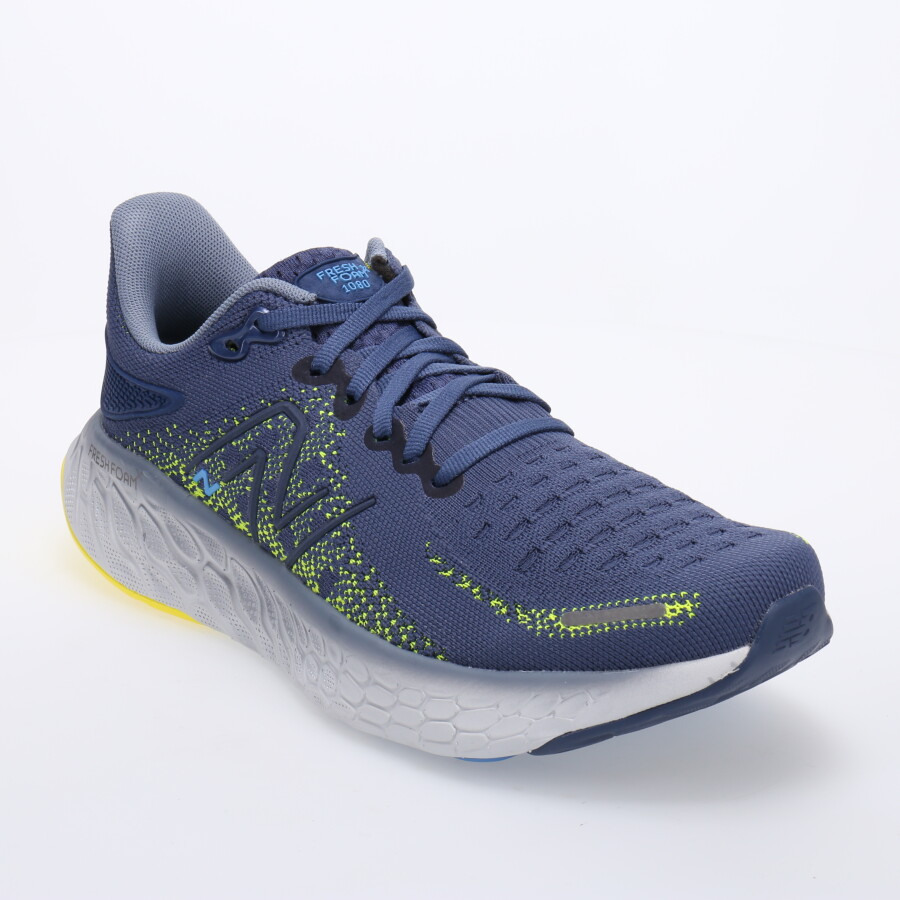 Championes de Hombre New Balance Fresh Foam 1080 V12 Azul Piedra - Amarillo