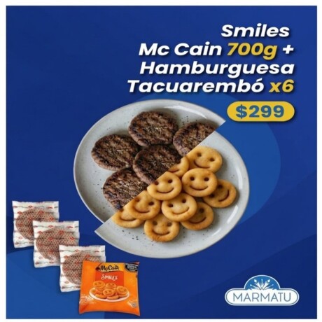 Smile 700gr + 3 Paquetes Hamb. Tacuarembo 84gr (6unid) Smile 700gr + 3 Paquetes Hamb. Tacuarembo 84gr (6unid)