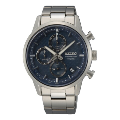 Reloj Seiko SSB387P1 para hombre con correa de Titanio Plateado