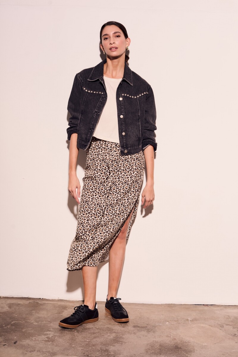 Falda Animal Print Negro