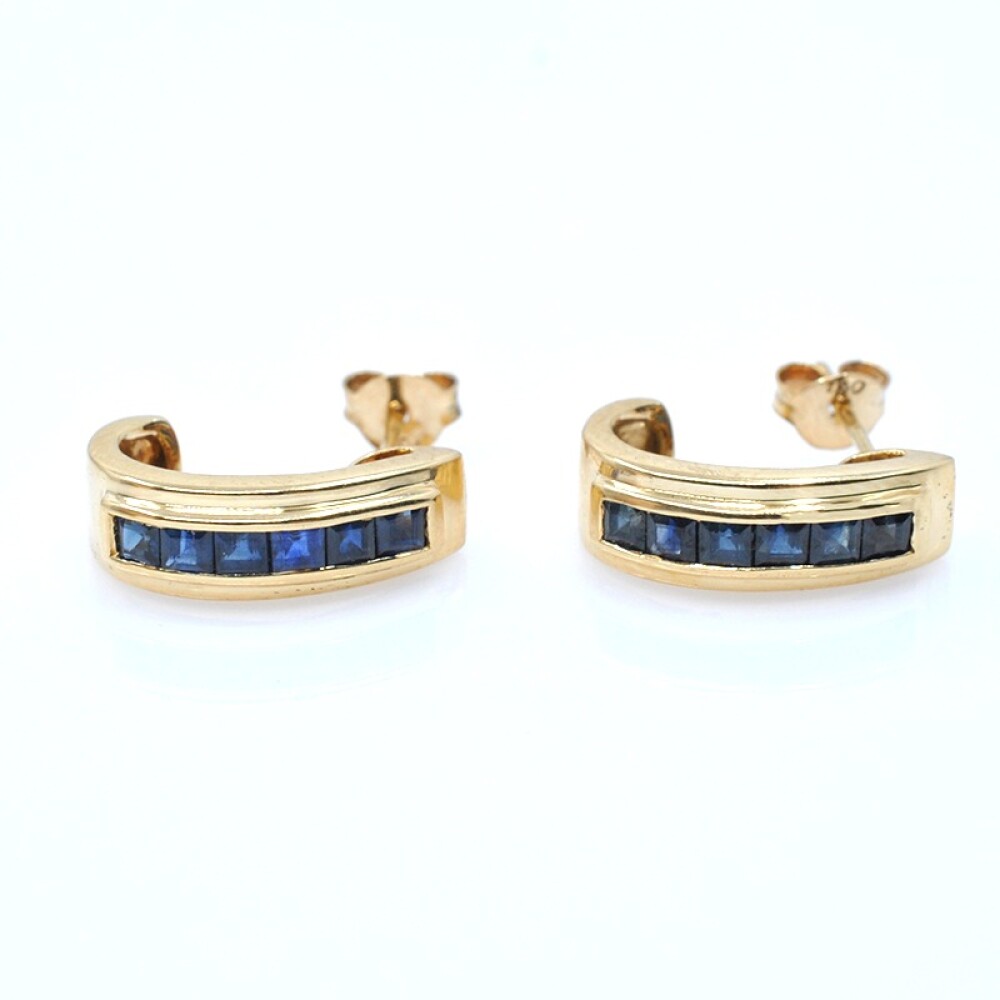 Caravanas en oro 18k amarillo y zafiros Caravanas en oro 18k amarillo y zafiros