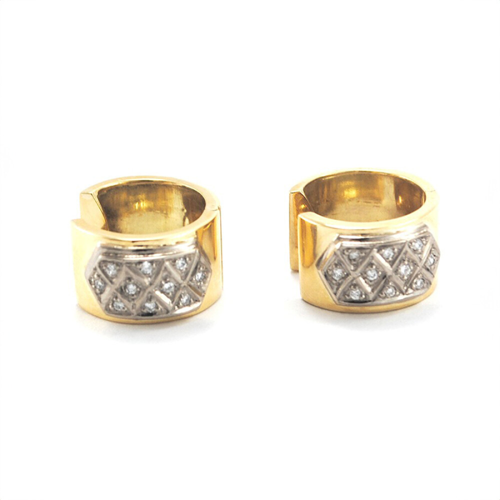 Caravanas Oro 18 Y Brillantes, Tipo Aro En 2 Colores Con Brillantes Caravanas Oro 18 Y Brillantes, Tipo Aro En 2 Colores Con Brillantes