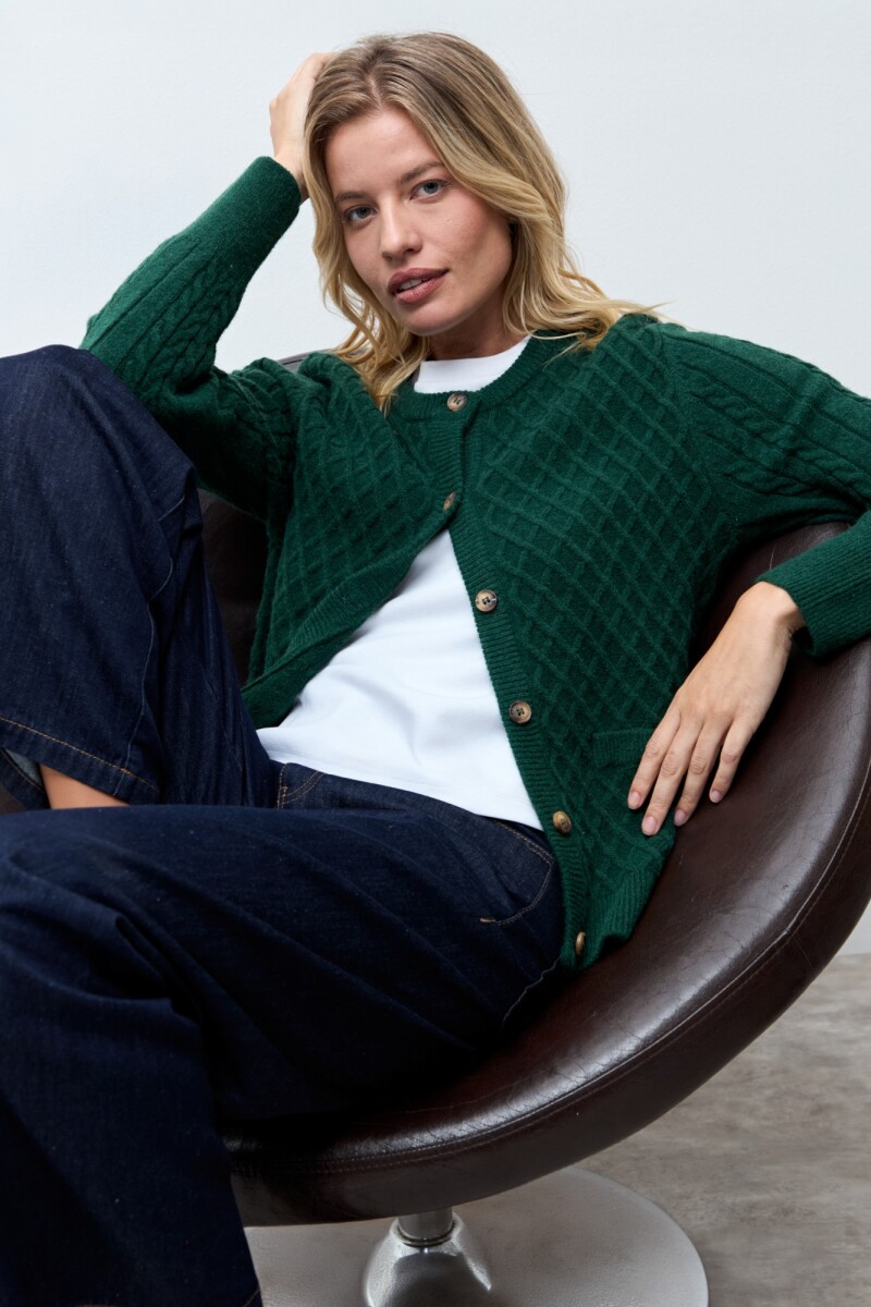 Cardigan estructuras rombos - verde ingles 