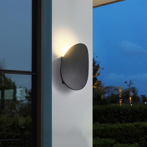 Aplique LED pared negro redondo 7W cálido IP65 IX4568