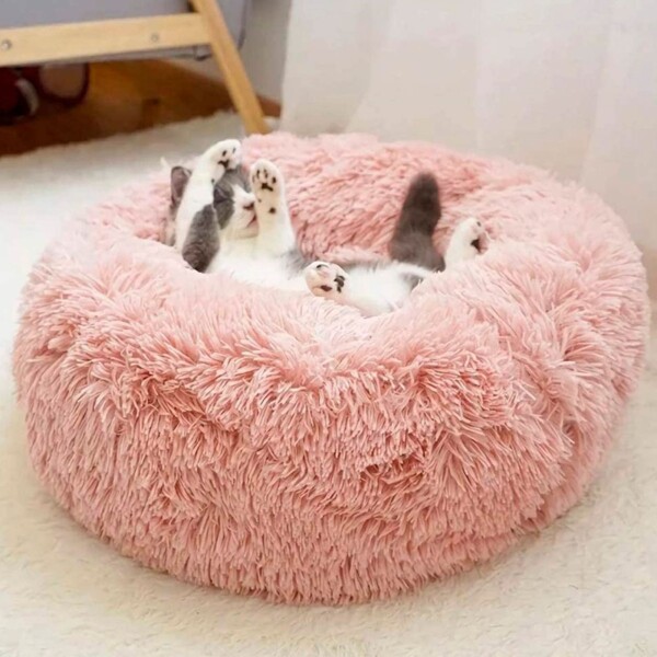 Cucha 80cm Cama Colchon Puff Plush Mascota Antiestress Color Variante Rosa