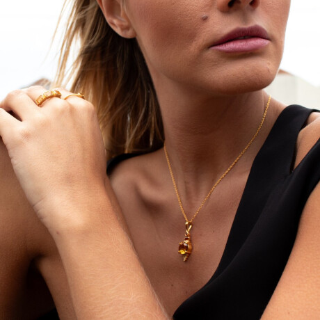 Collar Cadena Karvik Dije Citrino, Diamantes, Granate Plata 925 Y Baño De Oro 0
