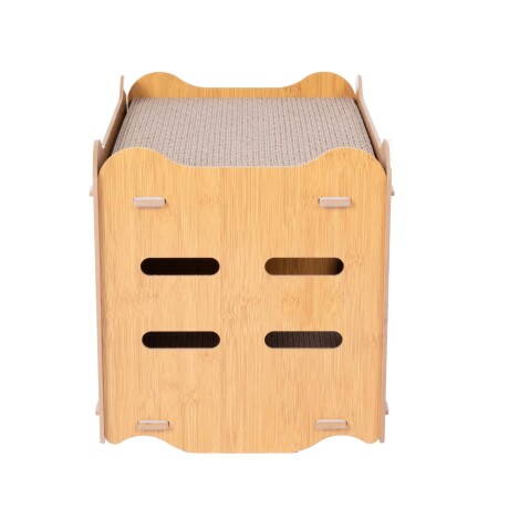 CAMA CASITA II MADERA NATURAL-BEIGE CON RASCADOR