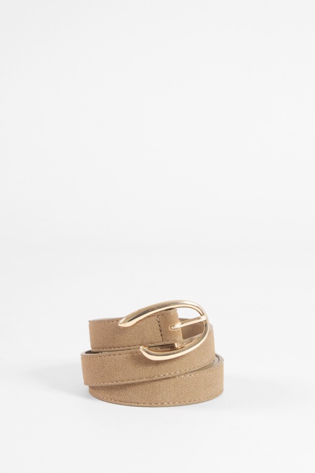 Cinturón hebilla ovalada beige