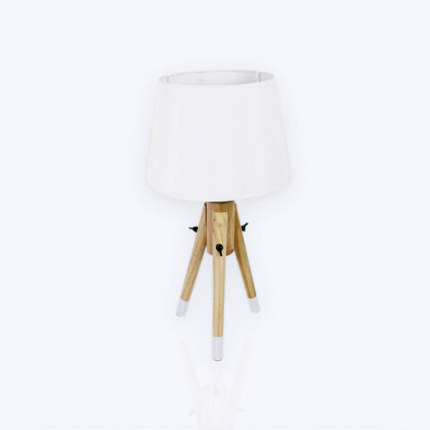 LAMPARA BLANCA C/BASE MADERA P/MESA 24X48CM Unica