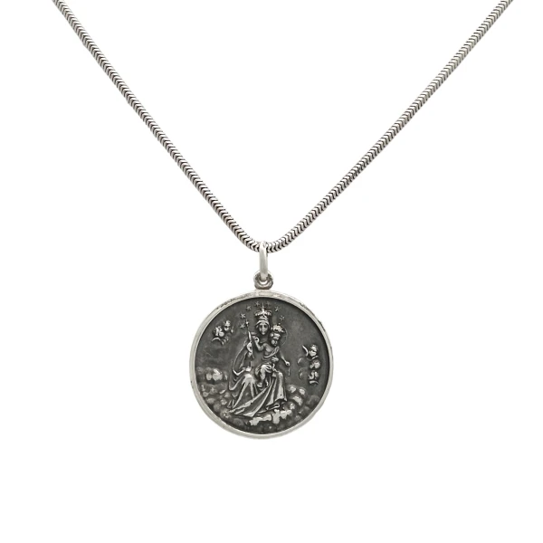 Dije Virgen del Carmen-Plata 925 quemada-Sin piedra-CP3082 sinpiedra