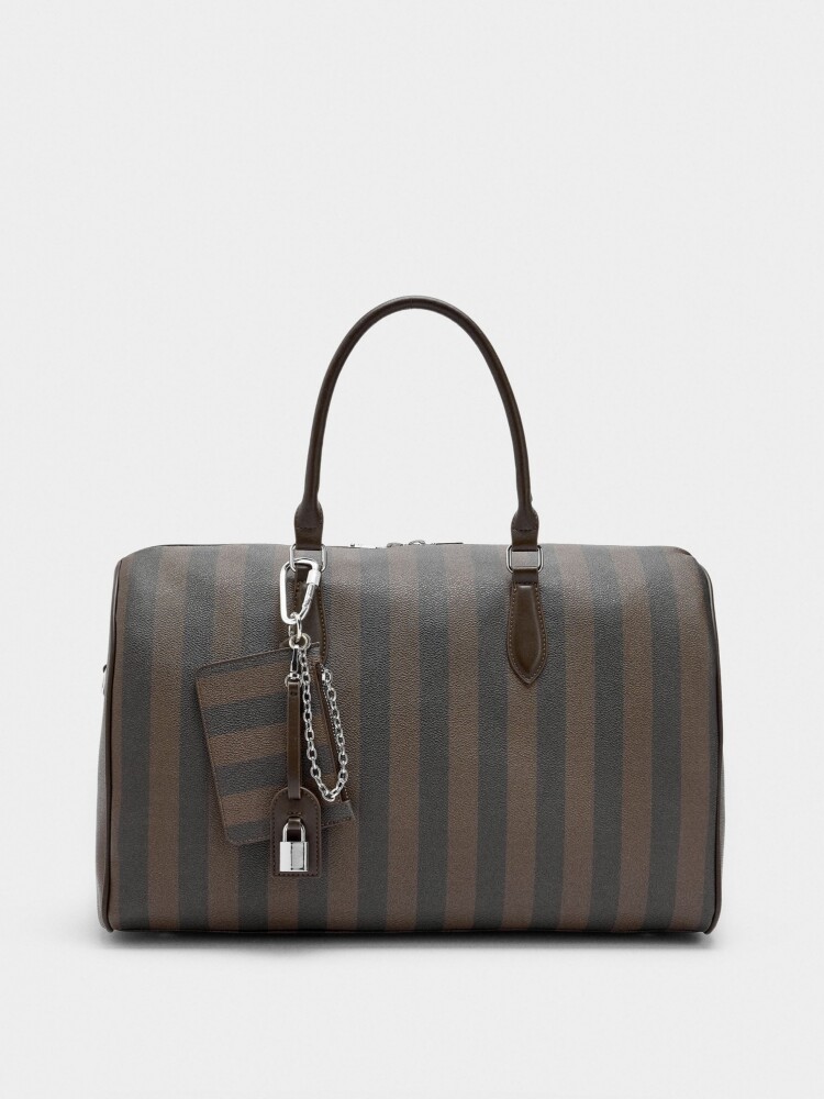 Bolso De Fin De Semana A Rayas marron