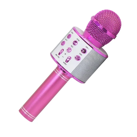 MICRÓFONO WS-858 ECONÓMICO CON PARLANTE Y LUCES INFANTIL ROSA MICRÓFONO WS-858 ECONÓMICO CON PARLANTE Y LUCES INFANTIL ROSA